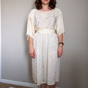 NWT Vintage Cream on Cream Pattern Dress